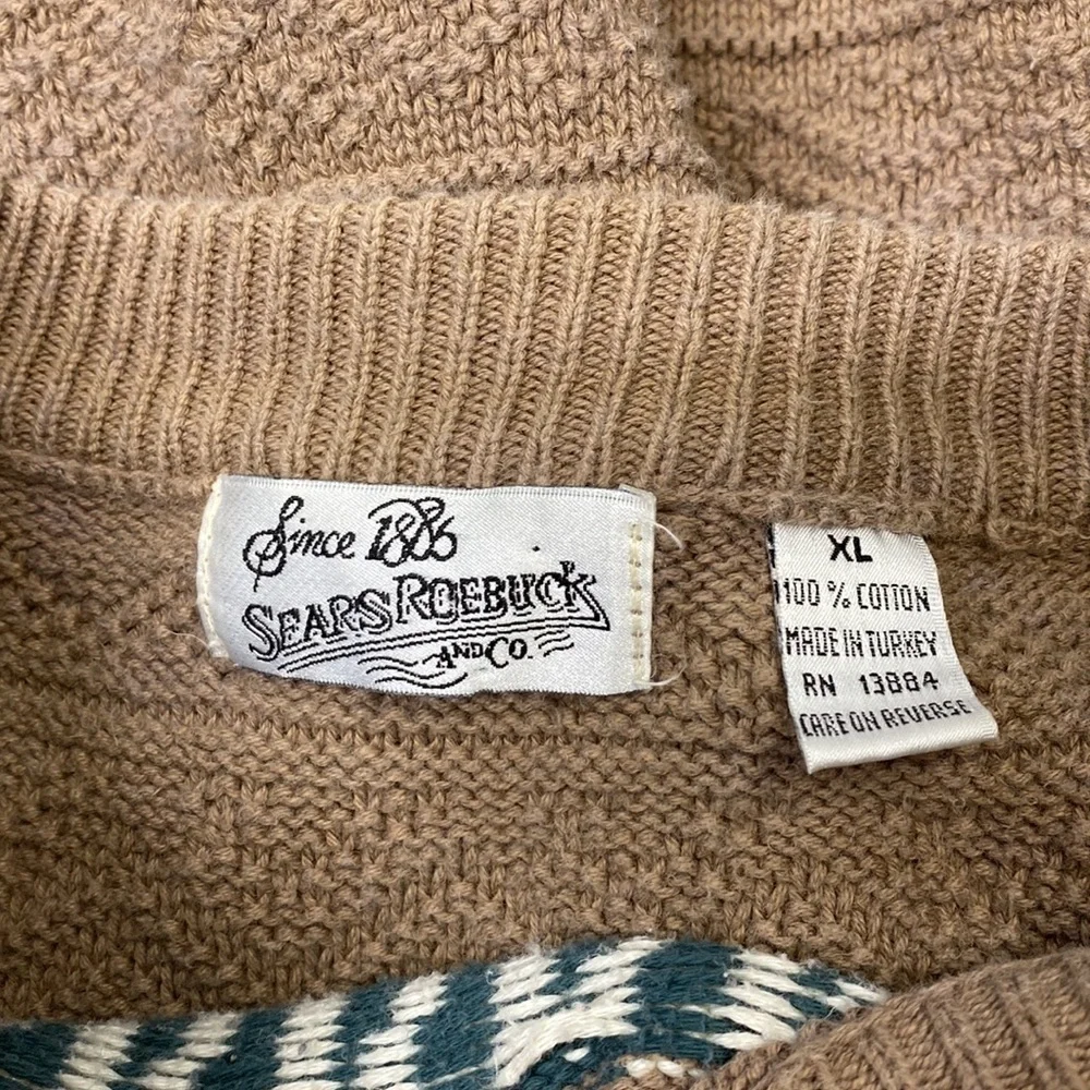 Vintage Sears Roebuck And CO Crewneck Cotton Wave Sweater Size XL